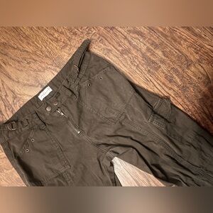 PACSUN Olive Green Low Rise Flare Cargos w Zipper Detail